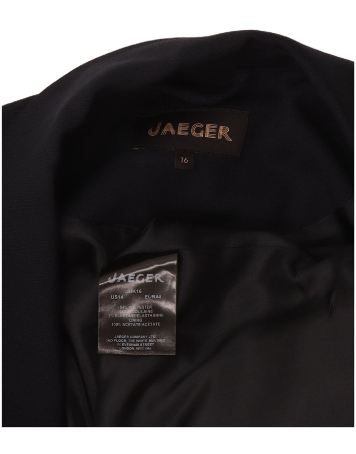 Jaeger Veste blazer longue sans manches pour femme UK 16 Large Bleu marine