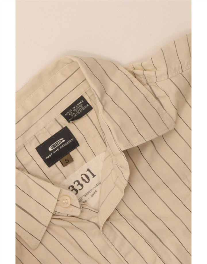 G-Star Chemise graphique en coton à fines rayures beige petit homme