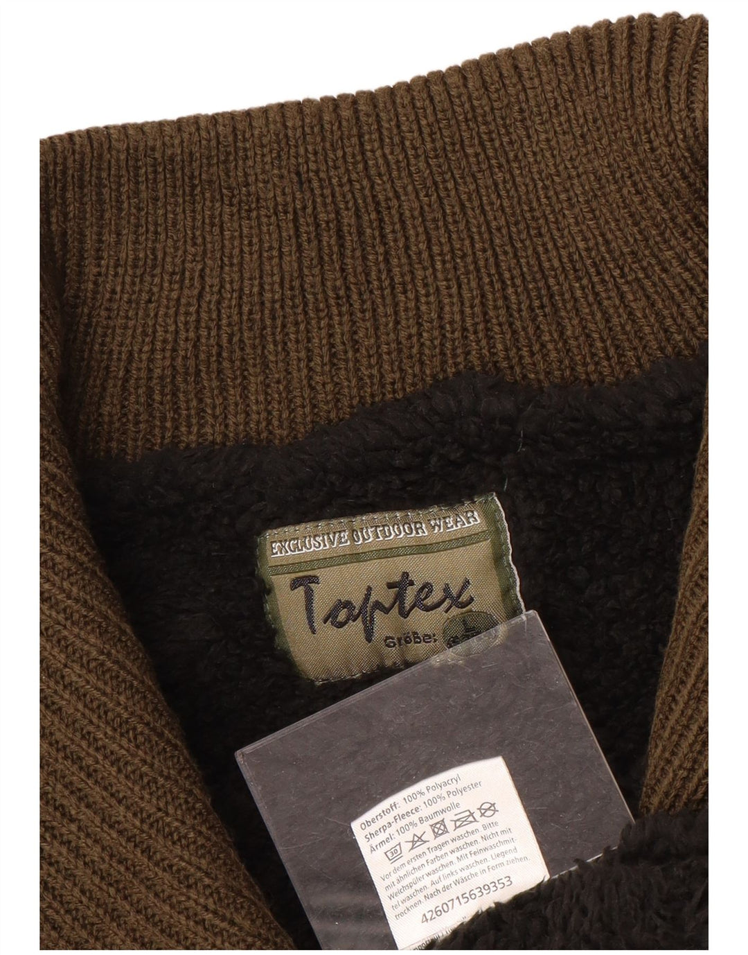 VINTAGE Homme Zip Neck Jumper Pull IT 52/54 Grand Marron Polyacrylique