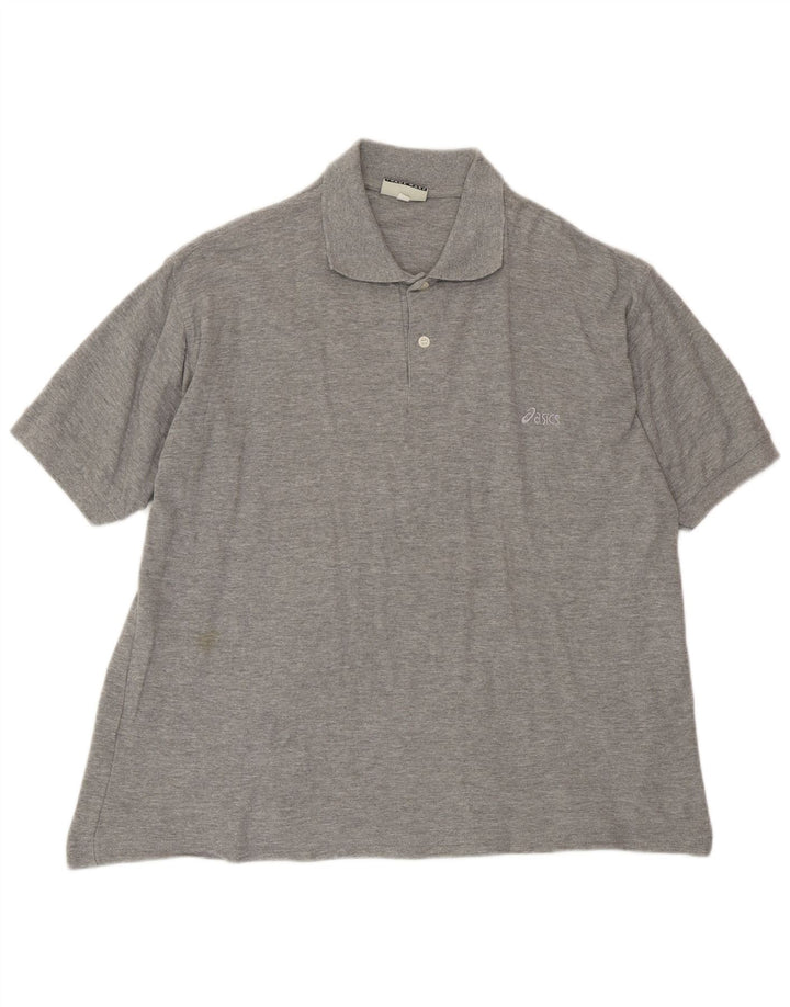 ASICS Polo Homme Large Gris Moucheté Coton