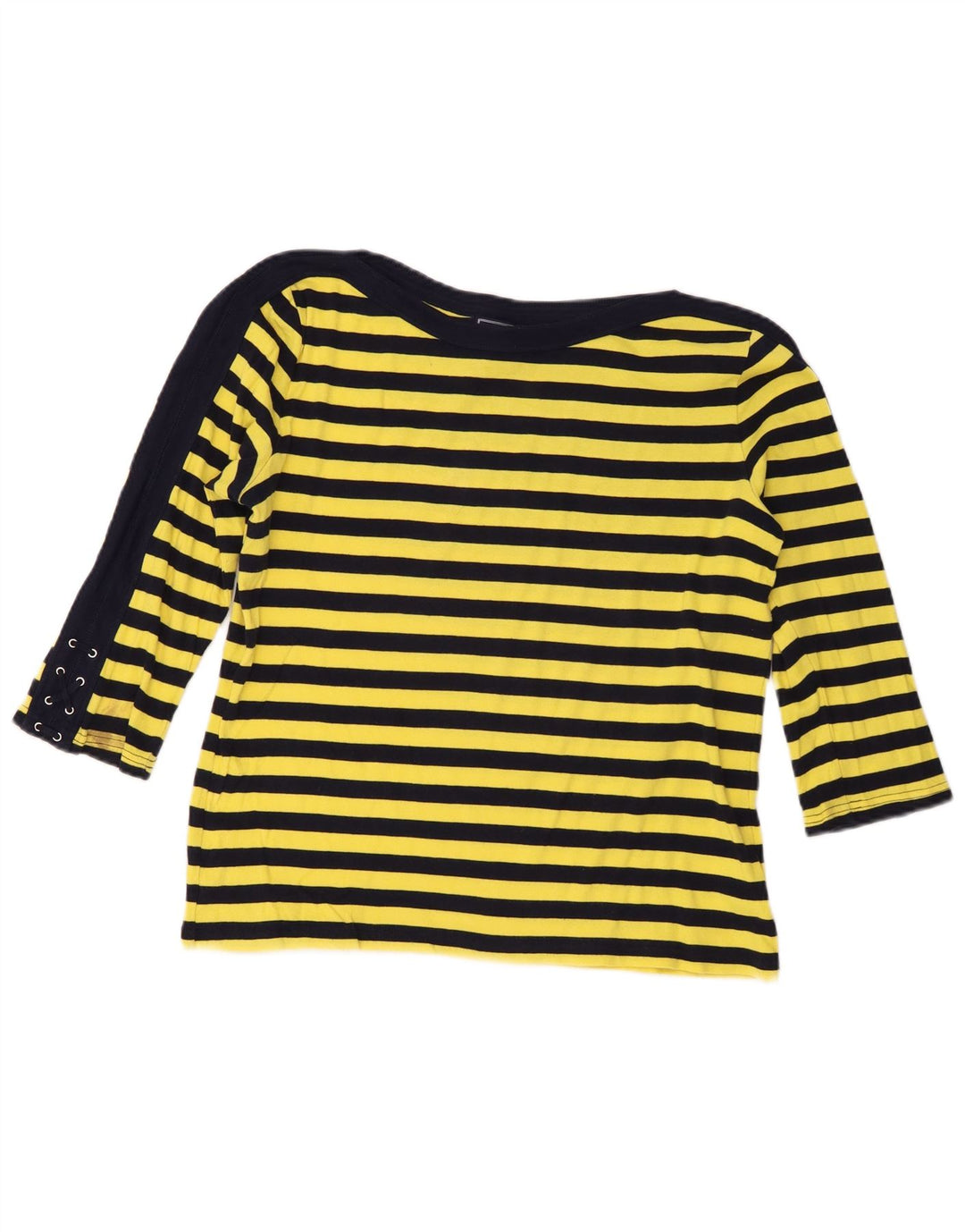 Chaps Womens Classics Top Manches 3/4 UK 16 Grand Coton Rayé Jaune