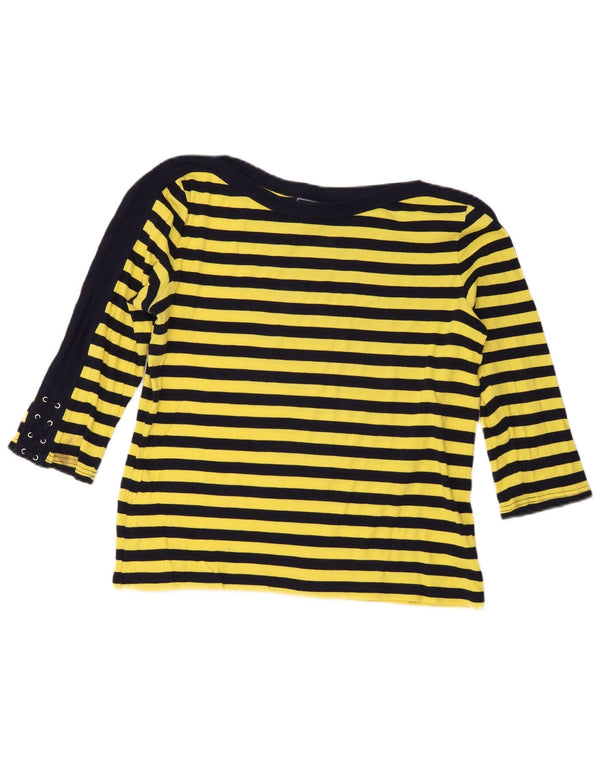 Chaps Womens Classics Top Manches 3/4 UK 16 Grand Coton Rayé Jaune