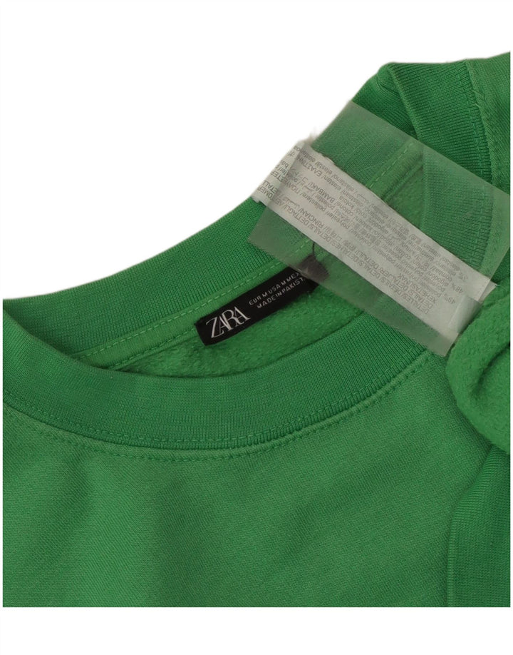Zara Womens Crop Sweatshirt Jumper UK 14 Polyester Vert Moyen