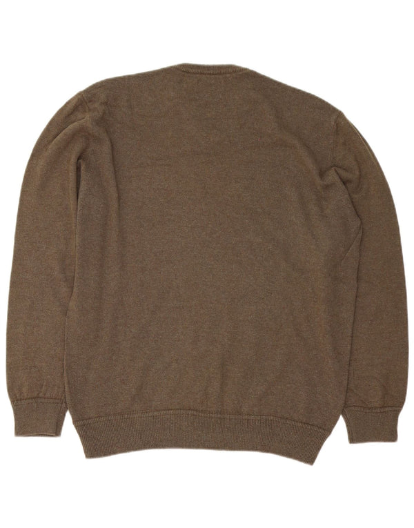 Marlboro Classics Mens V-Neck Jumper Sweater XL Khaki Wool