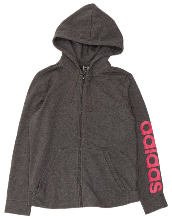 Adidas Pull à capuche zippé pour femme Graphic Regular Fit UK 16 Grand Gris
