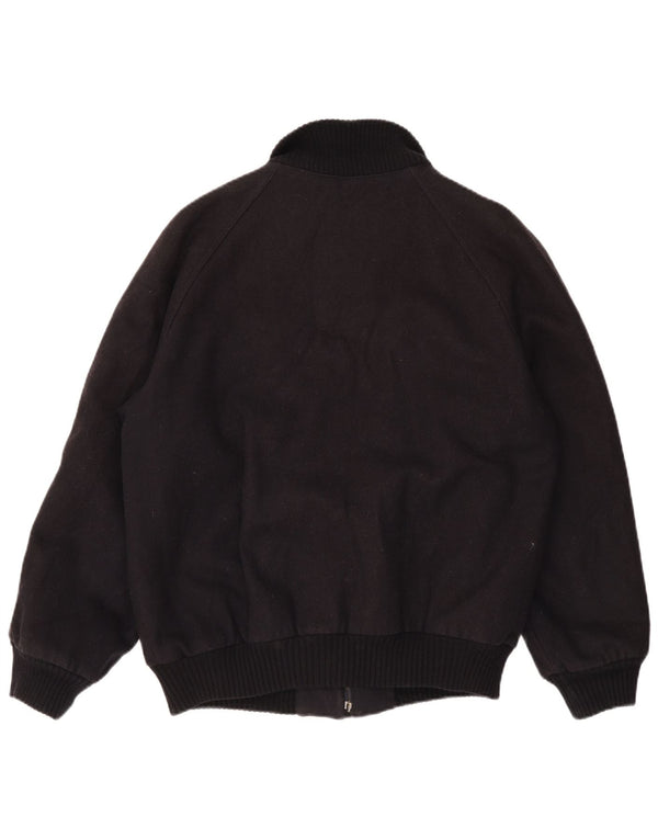 vintage Mens Bomber Coupe-vent Veste IT 52 XL Laine Noire