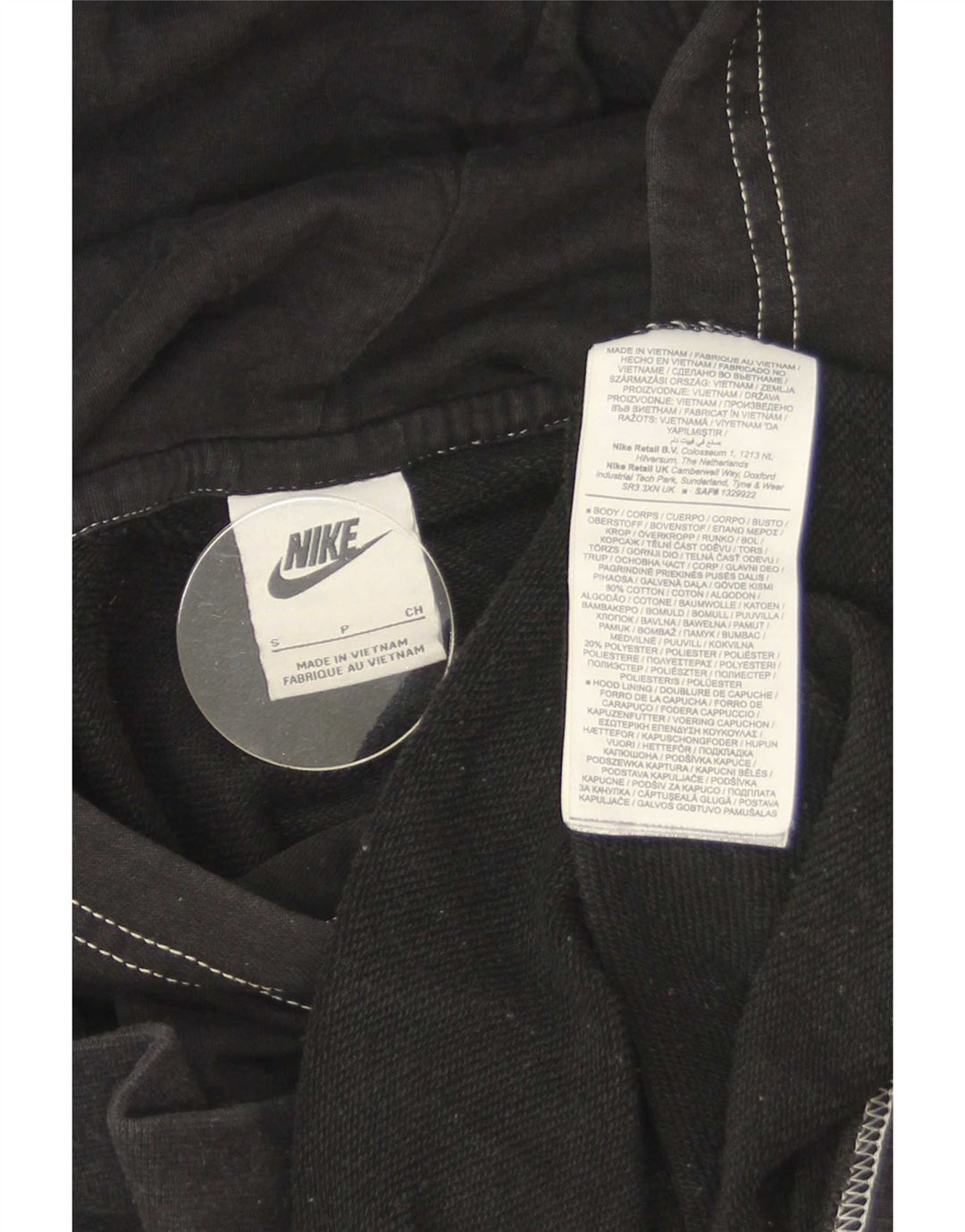 Nike Pull à capuche surdimensionné pour homme Petit coton noir