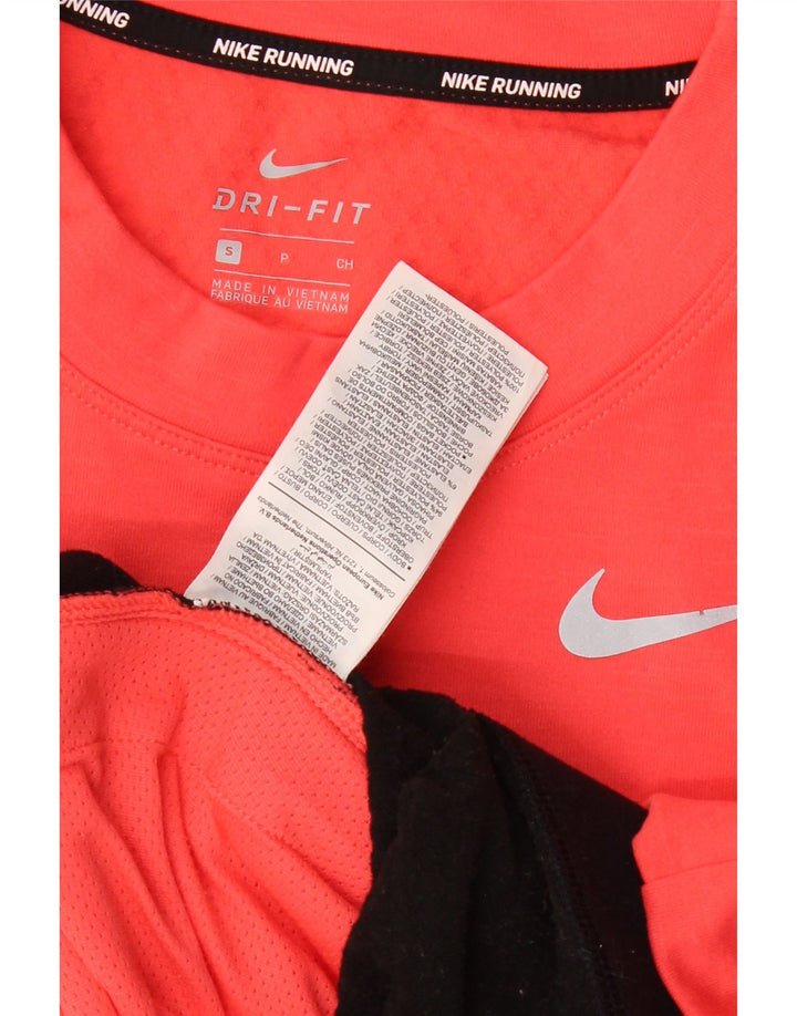 Nike Haut surdimensionné Dri Fit à manches longues pour femme UK 10 Small Rouge Colourblock