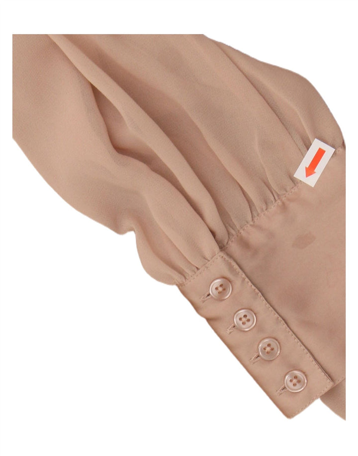 Viyella Chemisier à volants sur le devant pour femme UK 10 Petit polyester beige