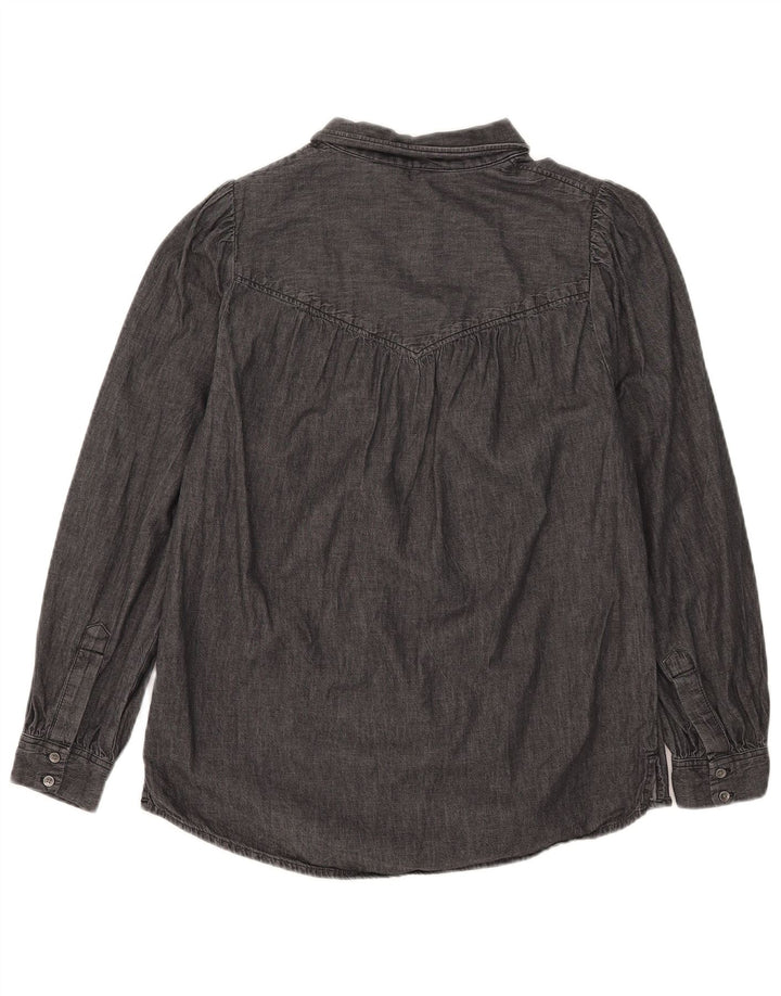 Marks & Spencer Chemise en jean pour femme UK 12 Coton rayé noir moyen