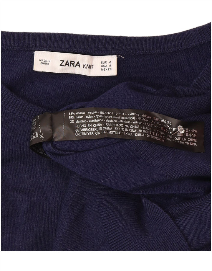 Zara Cardigan Femme Pull UK 12 Bleu Marine Moyen