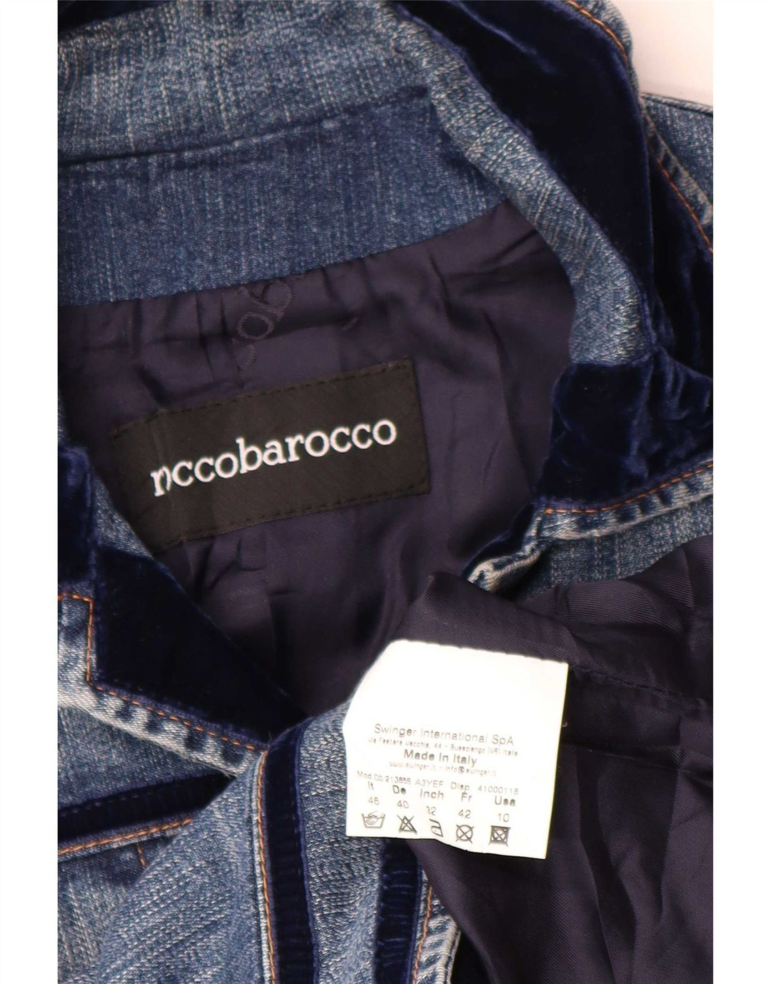 Roccobarocco Veste en Jean Femme IT 46 Grand Bleu Coton