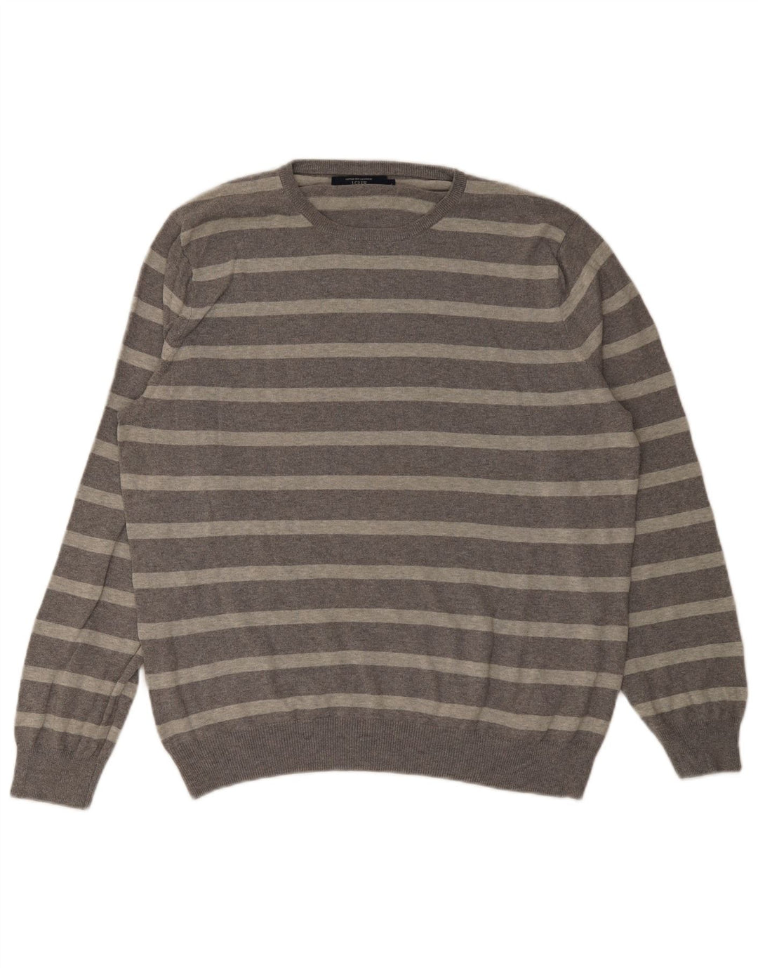 J. Crew Pull à col rond pour homme en coton rayé gris