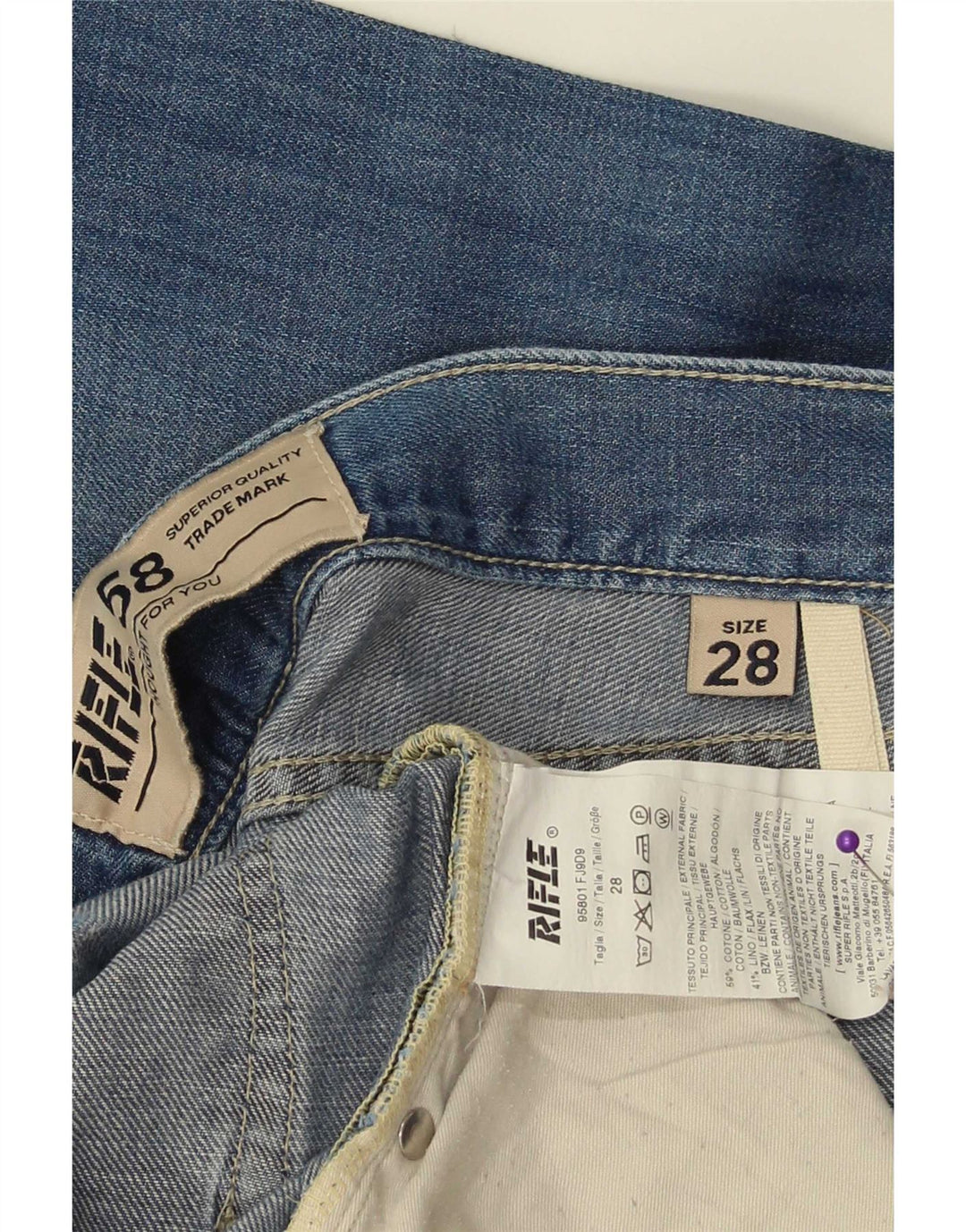 Jean droit femme Rifle W28 L33 bleu coton
