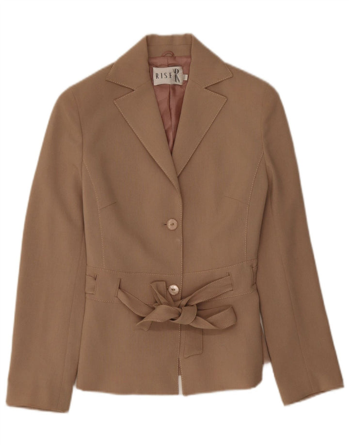 vintage Femme 2 Bouton Blazer Veste UK 8 Petit Beige