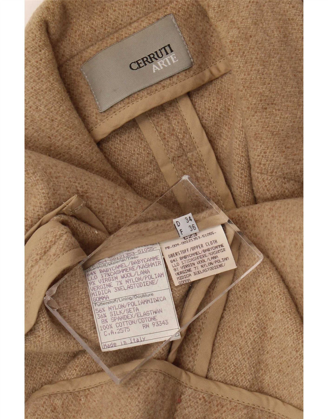 Cerruti Veste Blazer 2 Boutons Femme EU 36 Petit Beige Camelhair