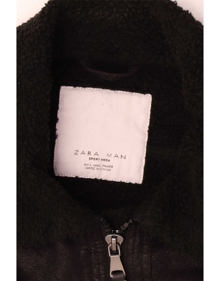 Zara Veste Sherpa Homme UK 40 Large Noir