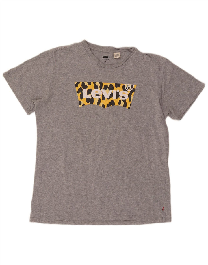 LEVI'S T-Shirt Graphique Femme Gris Moyen Imprimé Animal