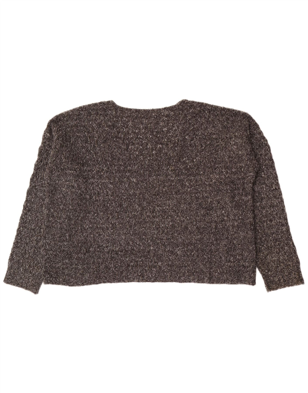 Zara Pull court surdimensionné à col en V pour femme UK 14 Gris moyen moucheté