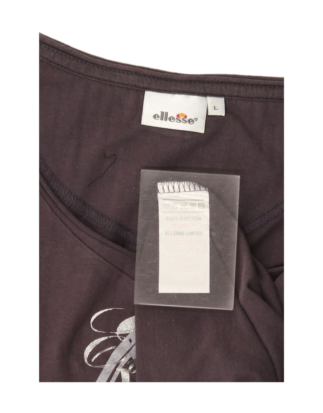 ELLESSE T-Shirt Graphique Femme UK 14 Large Bleu Marine Coton