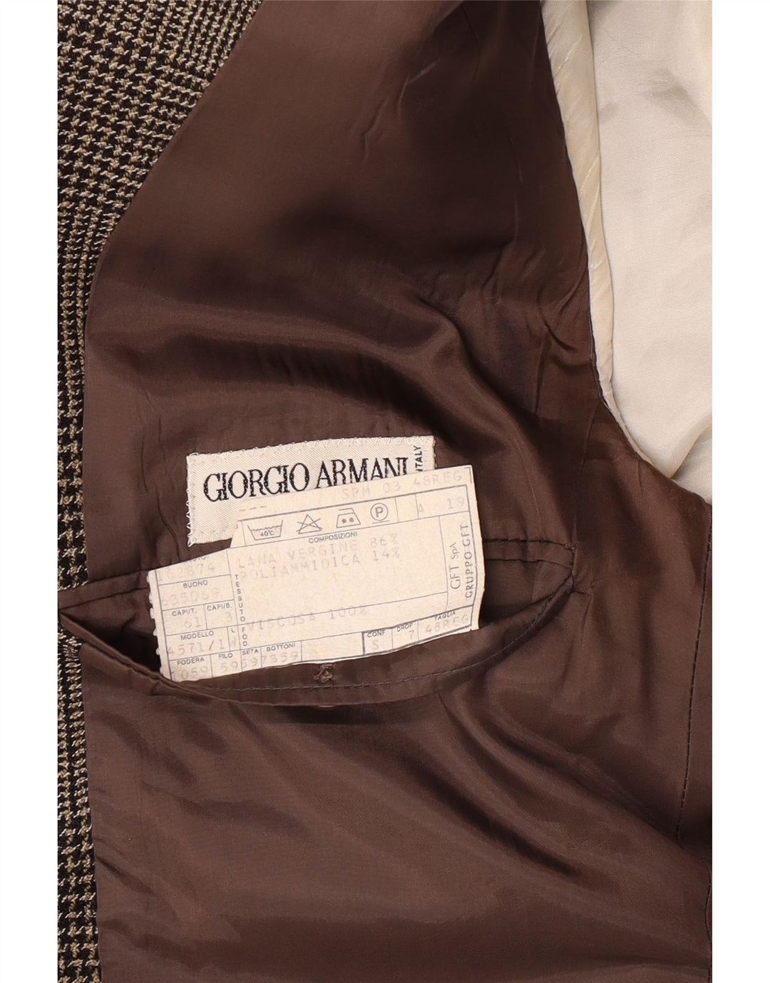 GIORGIO ARMANI Veste Blazer 2 Boutons Homme IT 48 Marron Moyen à Carreaux