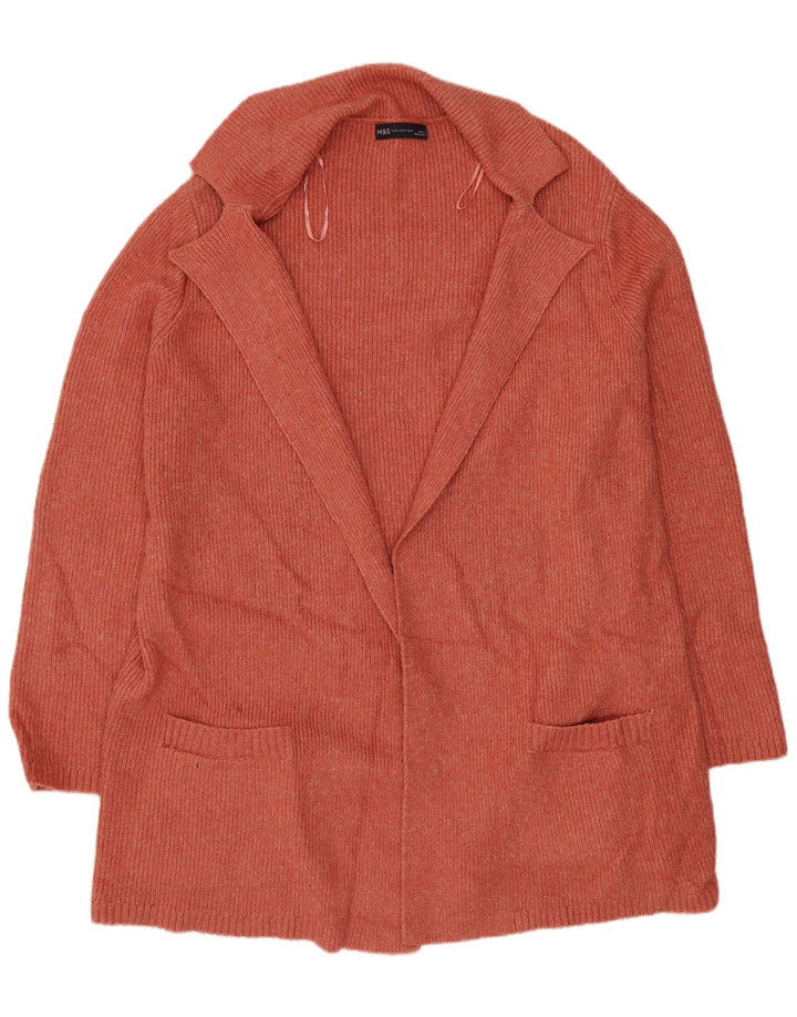 MARKS & SPENCER Pull cardigan long pour femme UK 16 Large Orange
