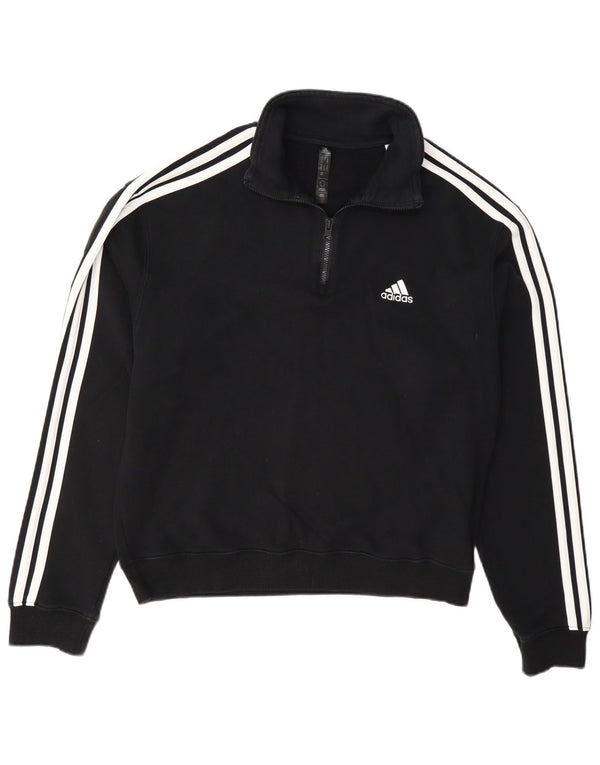 Adidas Sweat-shirt à col zippé pour femme UK 12/14 Coton noir moyen
