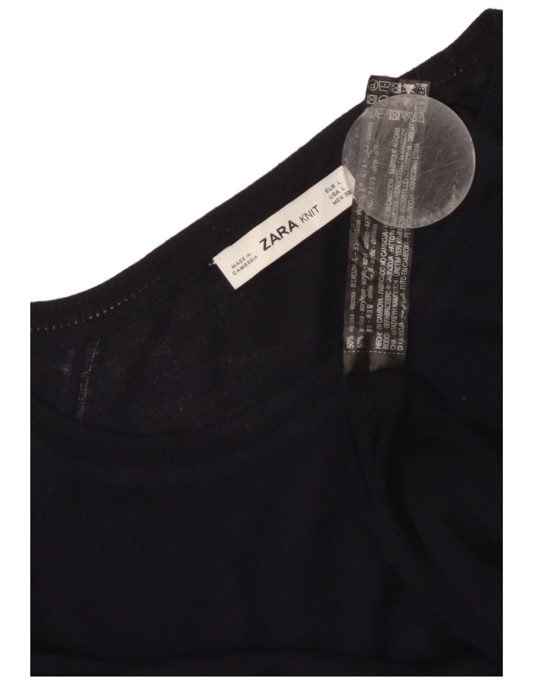 ZARA Femme Pull Col Bateau UK 16 Large Noir Viscose