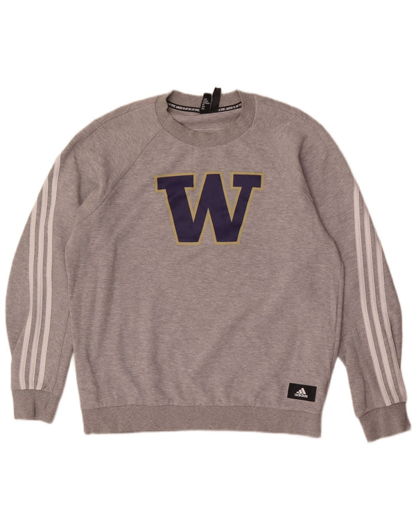 Adidas Hommes Washington Huskies Graphic Sweatshirt Jumper Grand Gris Coton
