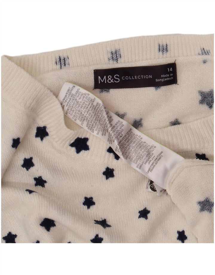 Marks & Spencer Pull col bateau pour femme UK 14 Large Blanc