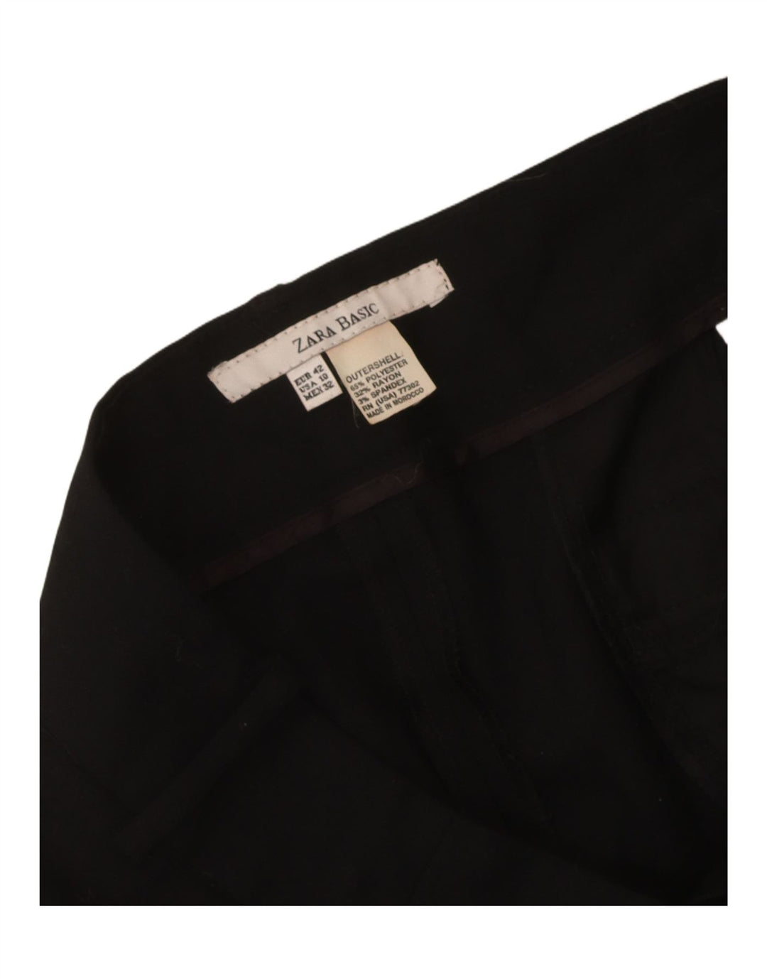 Zara Pantalon Chino Slim Femme EU 42 Large W32 L30 Noir Polyester