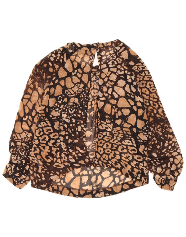 Topshop Chemisier court à manches 3/4 pour femme UK 14 Grand imprimé animal marron