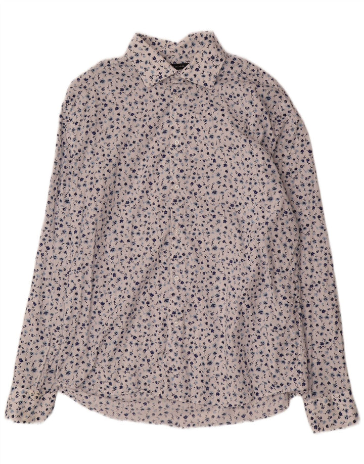 Calliope Chemise coupe régulière pour homme 2XL en coton floral blanc
