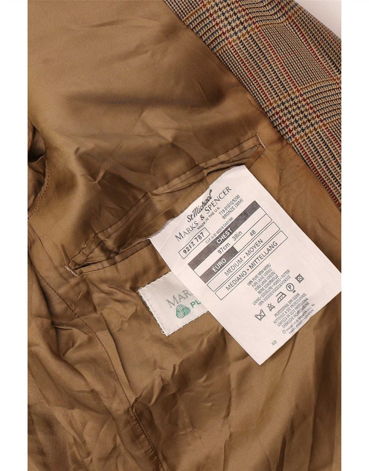 Marks & Spencer Veste blazer à 2 boutons pour homme UK 38 pied-de-poule beige moyen