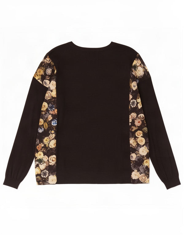Marks & Spencer Pull col bateau pour femme UK 16 Large Noir Floral