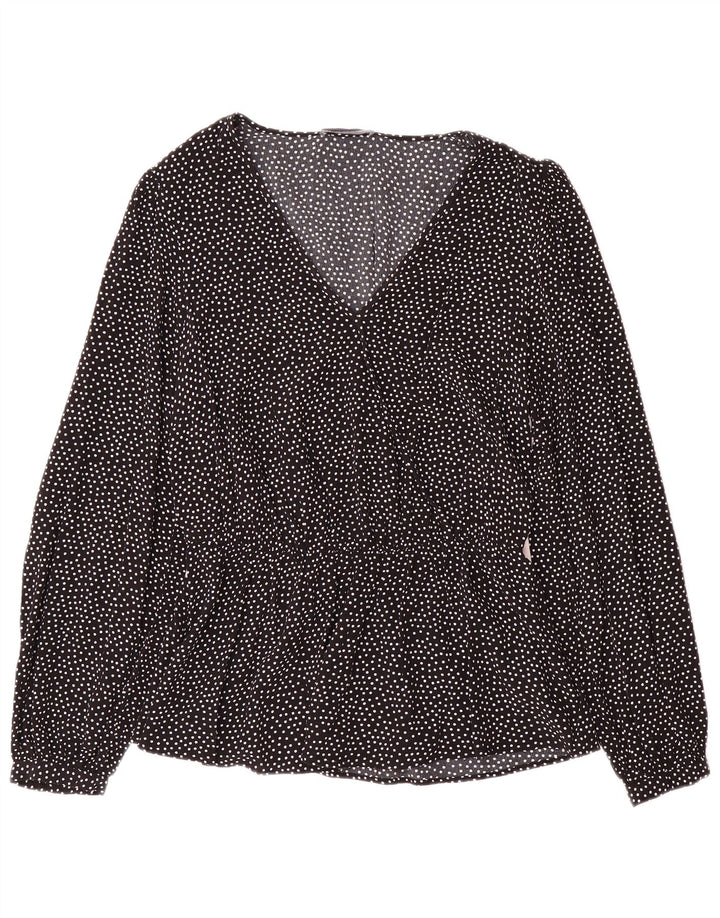 Marks & Spencer Chemisier à manches longues pour femme UK 12 Medium Noir à pois