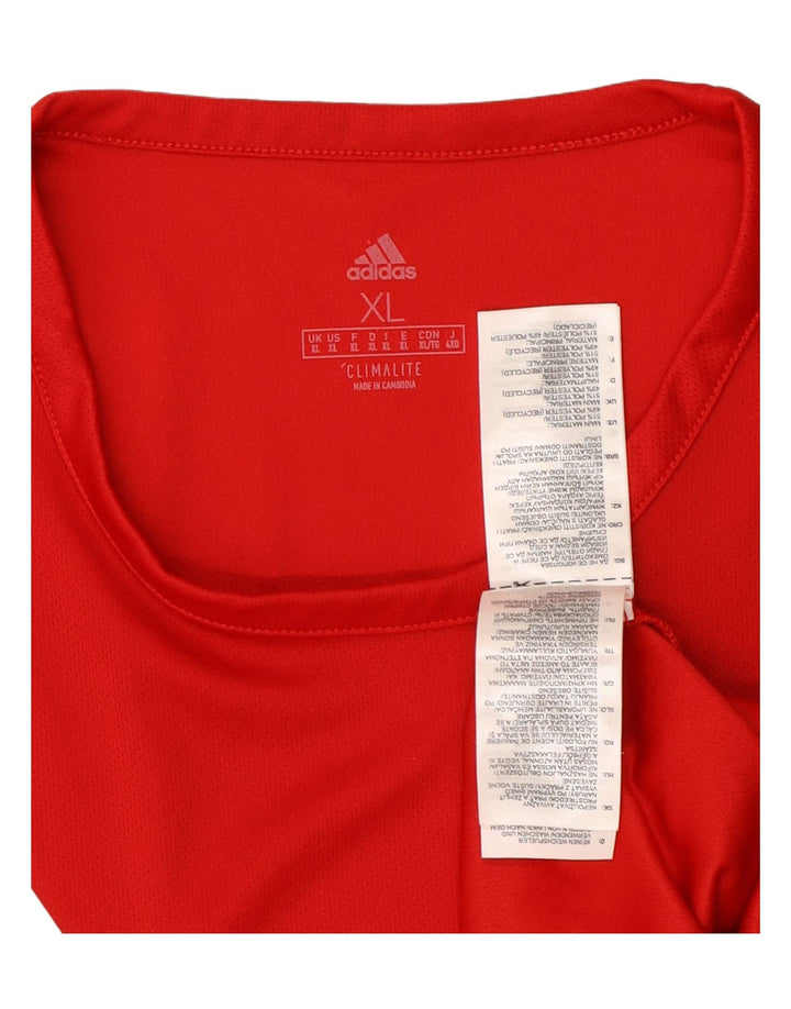 ADIDAS Mens Climalite T-Shirt Top XL Red Colourblock Polyester