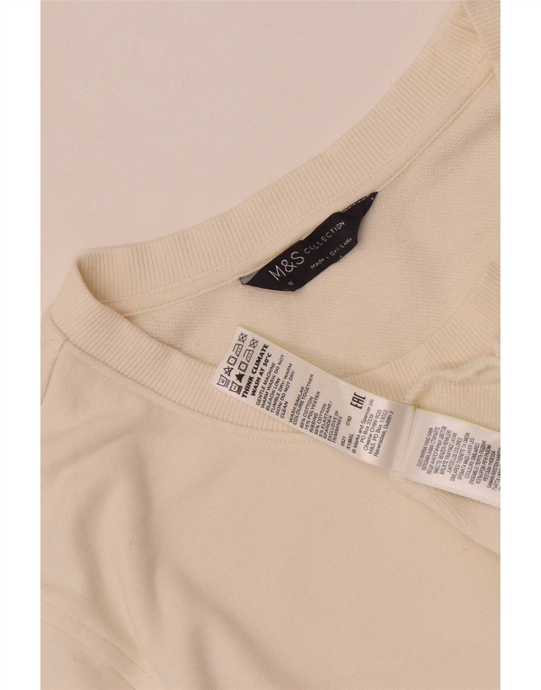 Marks & Spencer Sweat-shirt pour femme UK 18 XL Blanc Coton