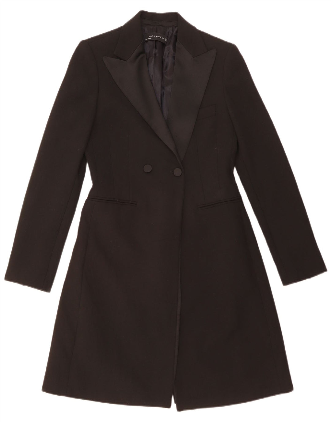 ZARA Manteau croisé pour femme UK 10 Small Noir