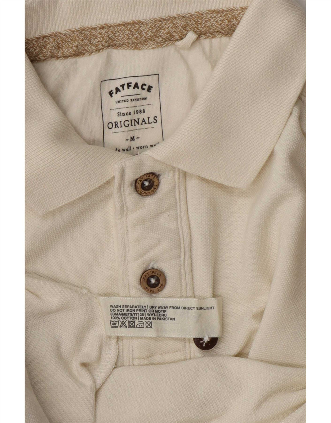 Fat Face Polo Homme Blanc Cassé Moyen Coton