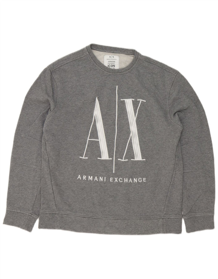 Armani Exchange Sweat-Shirt Graphique Homme Gris Moyen Coton