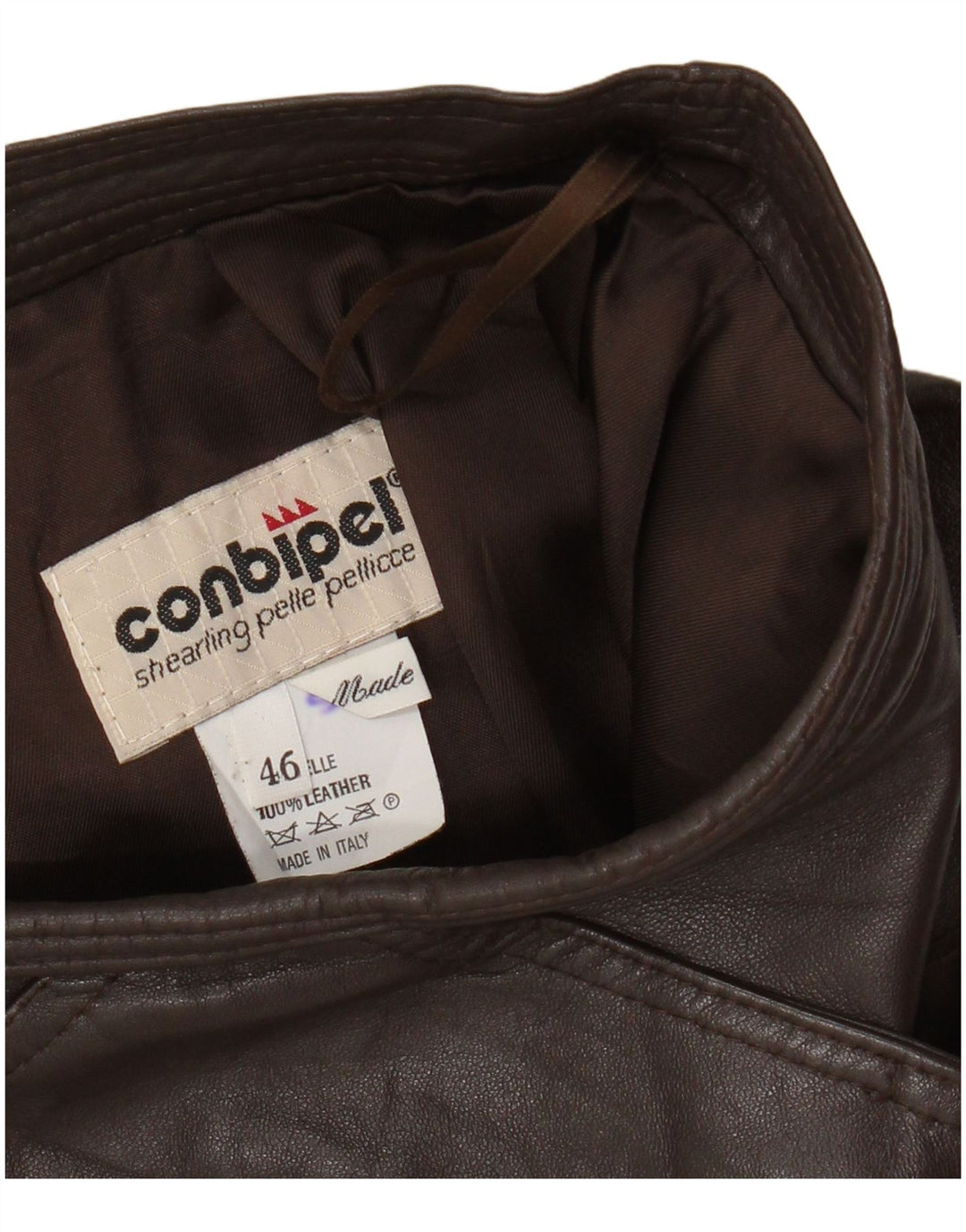 Conbipel Jupe En Cuir Femme IT 46 Large W30 Cuir Marron