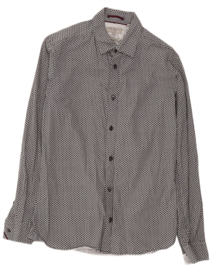 Ted Baker Chemise Homme Taille 2 Petit Coton Géométrique Noir