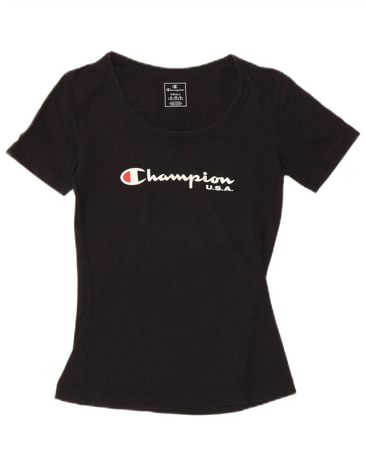 CHAMPION T-shirt graphique pour femme UK 10 Small Noir