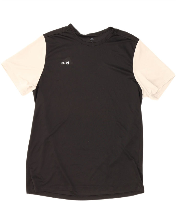 ADIDAS Mens Climalite T-Shirt Top XL Black Colourblock Polyester Vintage Adidas and Second-Hand Adidas from Messina Hembry 