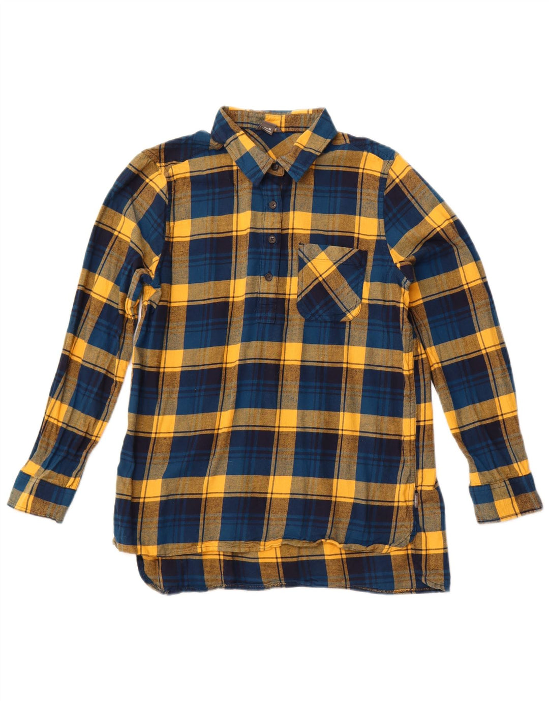 EDDIE BAUER Chemise pull en flanelle pour femme UK 12 Bleu moyen à carreaux en coton