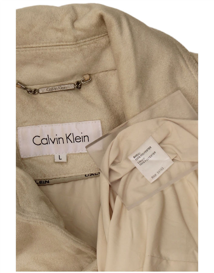 CALVIN KLEIN Veste blazer à 3 boutons pour femme UK 16 Large Beige Polyester