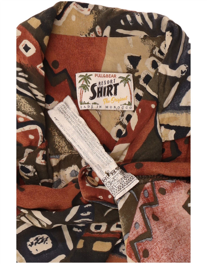 Pull & Bear Chemise à Manches Courtes Homme Grande Viscose Géométrique Multicolore