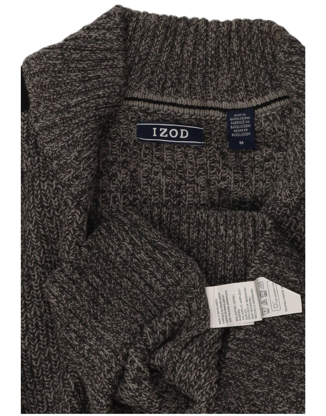 IZOD Cardigan Homme Pull Gris Moyen Colorblock Coton