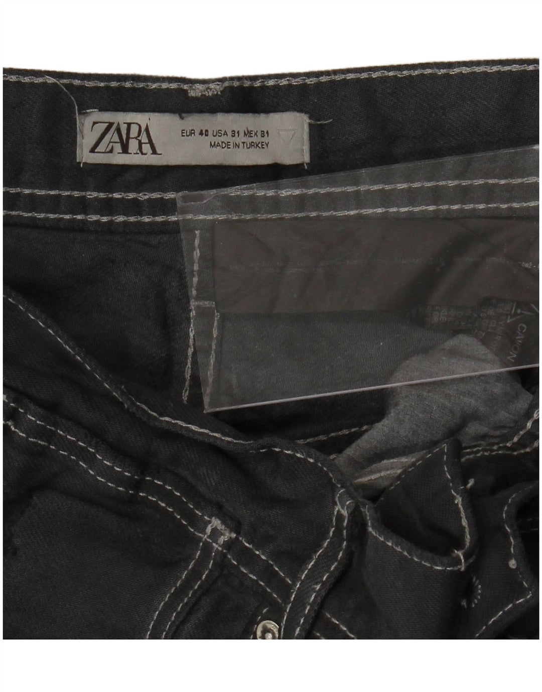 ZARA Short en jean vieilli pour homme EU 40 Medium W31 Gris Coton